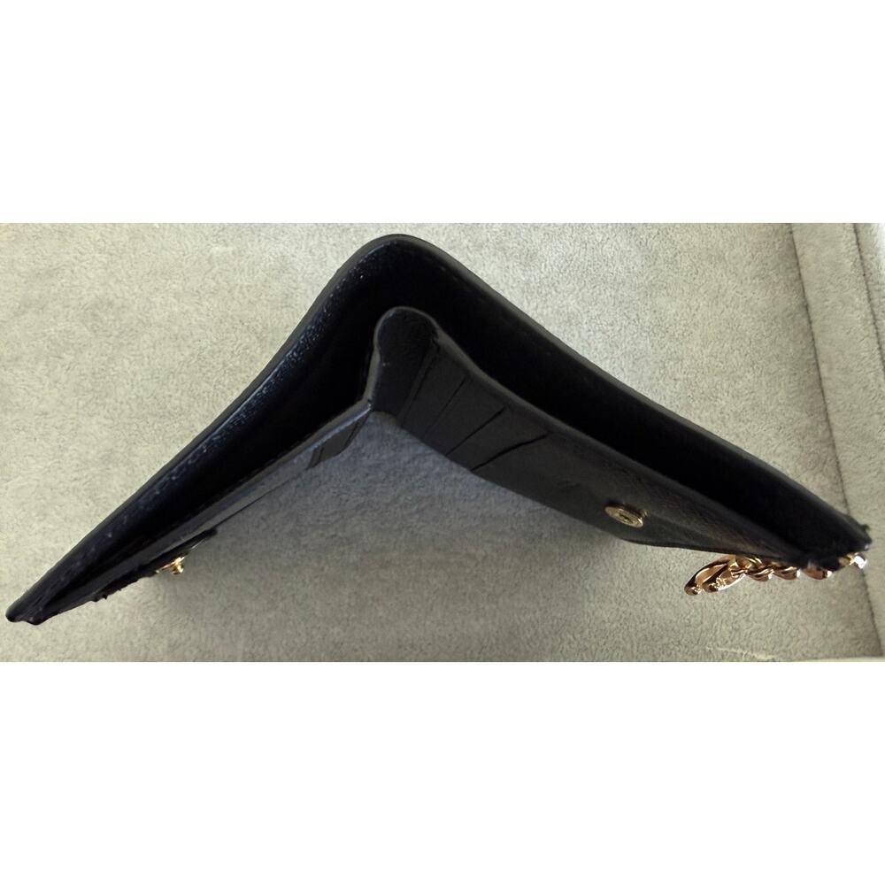 Coach Black Crossgrain Leather Small Snap Bifold Wallet F73867 Gold Logo - Picture 6 of 7